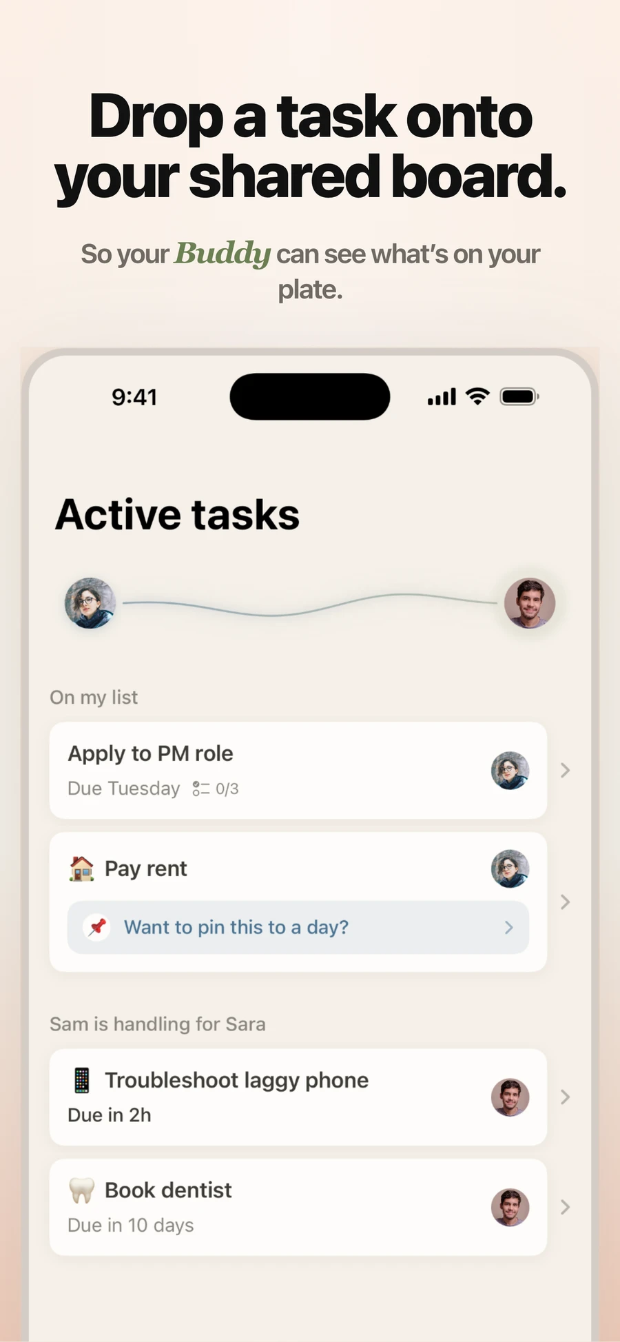 Drop a task onto your shared board.